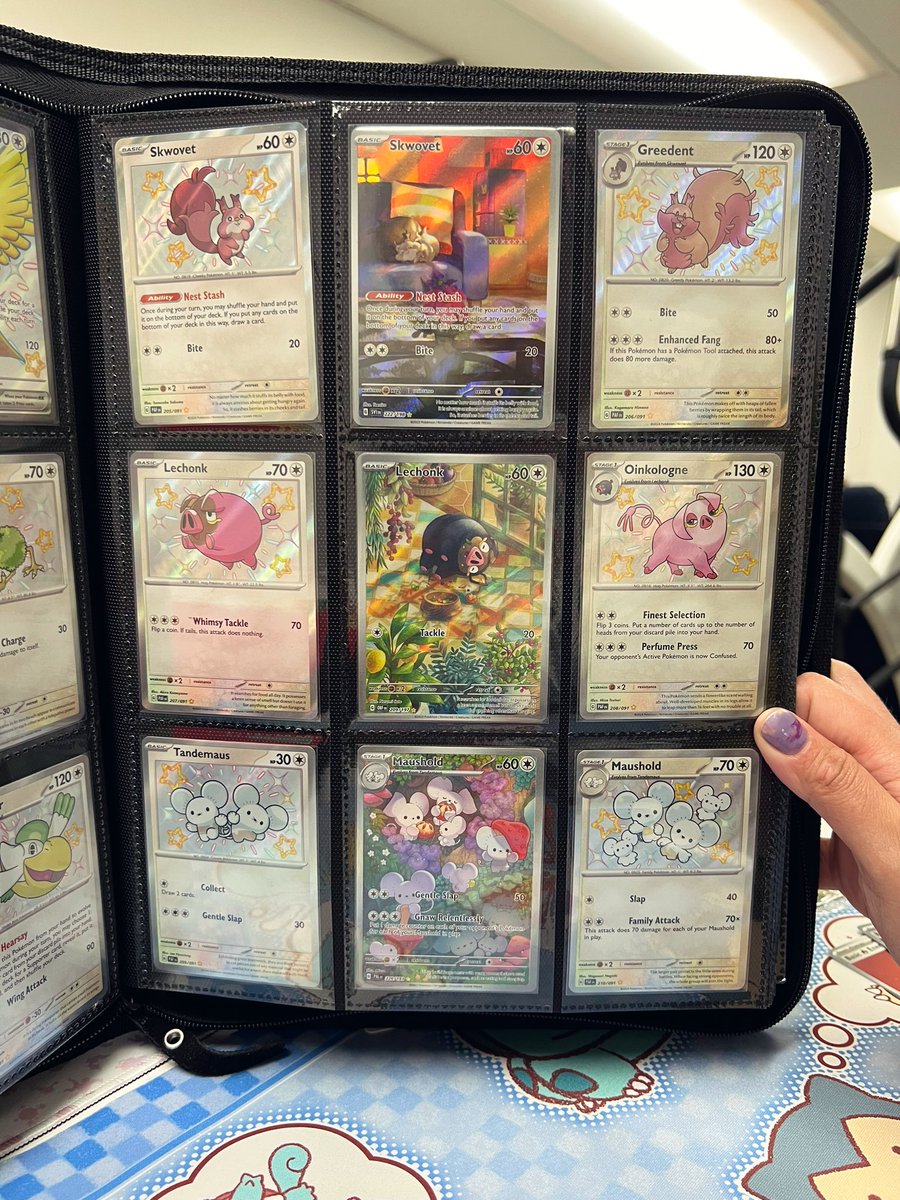 Been working on binder org a lot this week…baby shinies and SV era IRs mashup🤩🤩 I’m having so much fun with it!!!!!