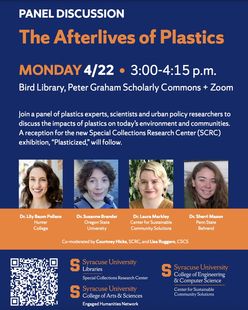 Mark your calendars for Monday, April 22nd from 12-1:15pm PST to hear from our Co-Leader Dr. Susanne Brander! She will be speaking on a panel of esteemed scientists & researchers with Syracuse University about 'The Afterlives of Plastics.' Register at beav.es/cEV