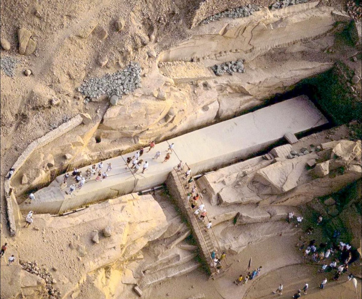 Transportation would have been interesting to see.

The unfinished obelisk in Aswan, Egypt, carved from a single piece of granite, was intended to be transported to the temple of Karnak, over 150 miles (240 kilometers) away. If completed, it would have weighed around 1,200 tons…