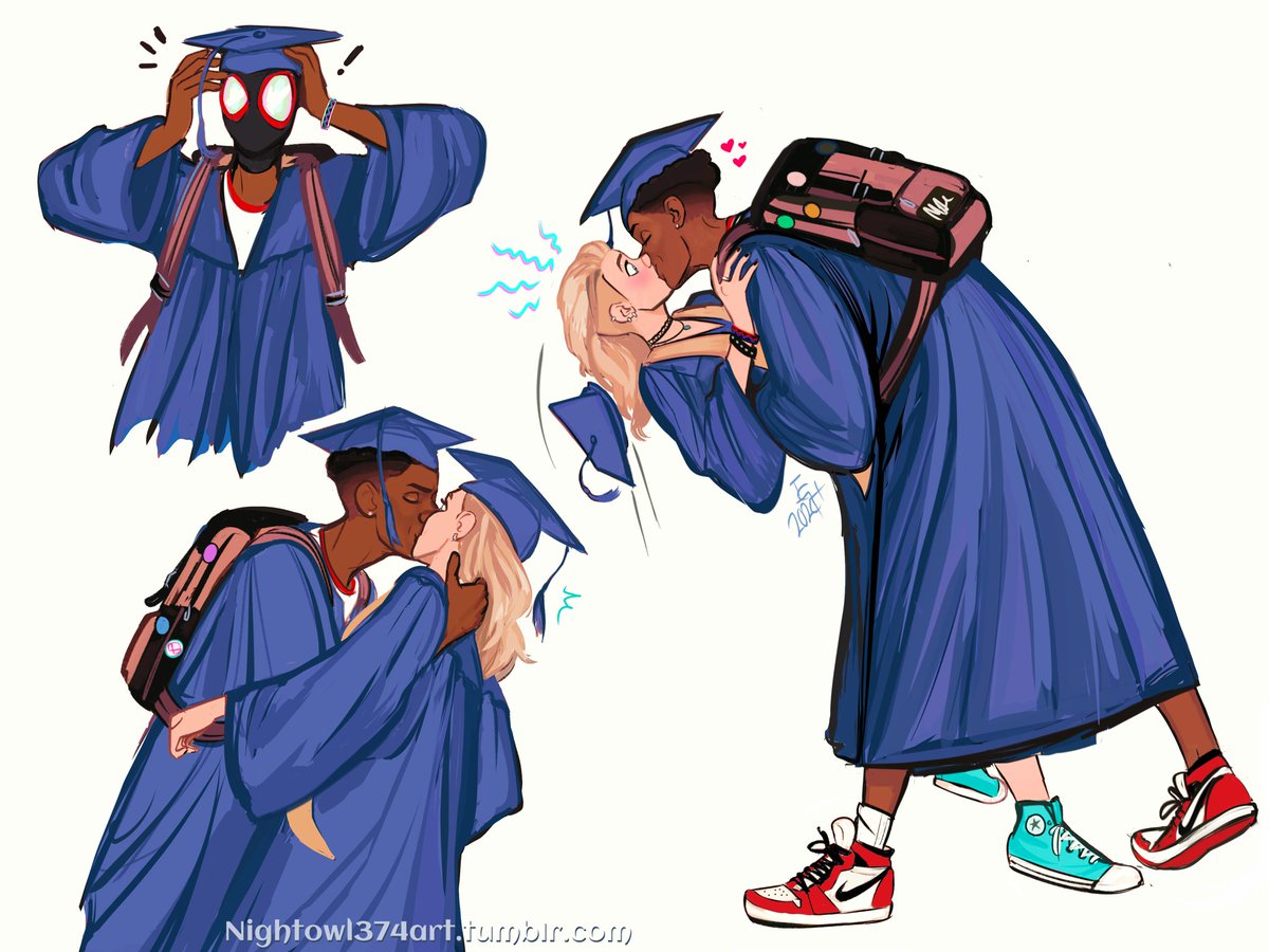 Elegantshadow39's tweet photo. nightowl374art graduation day for our love spiders. Imagine on their wedding day

 #ghostflower   #MilesMorales #GwenStacy #acrossthespiderversefanart
Please visit Nightowl Tumblr page https://t.co/4M9r8GOubB