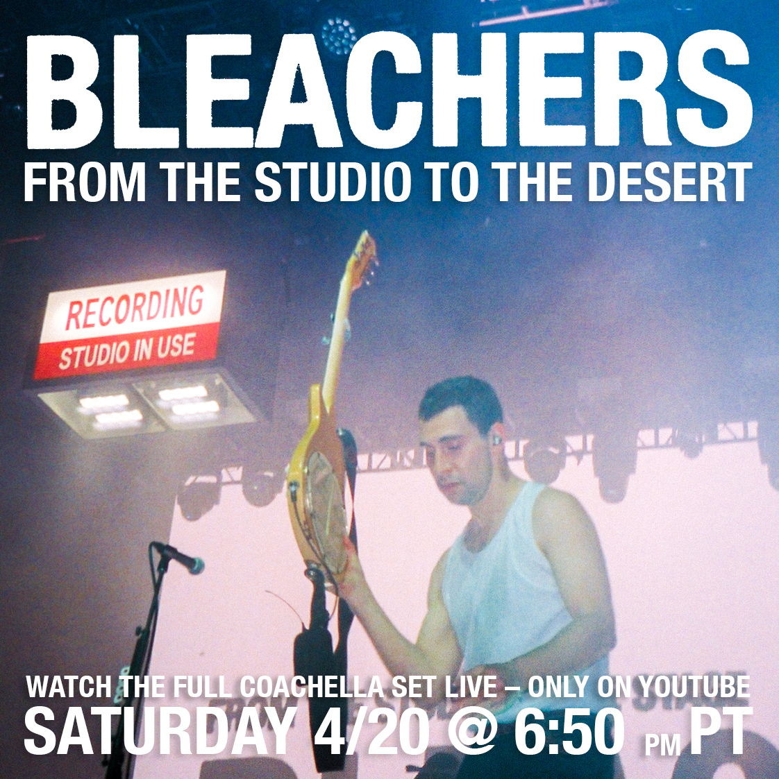 bleachers return to the desert – tomorrow 6:50 pm mojave tent full @coachella set will be live streamed on @youtube youtube.com/watch?v=qwkyHi…