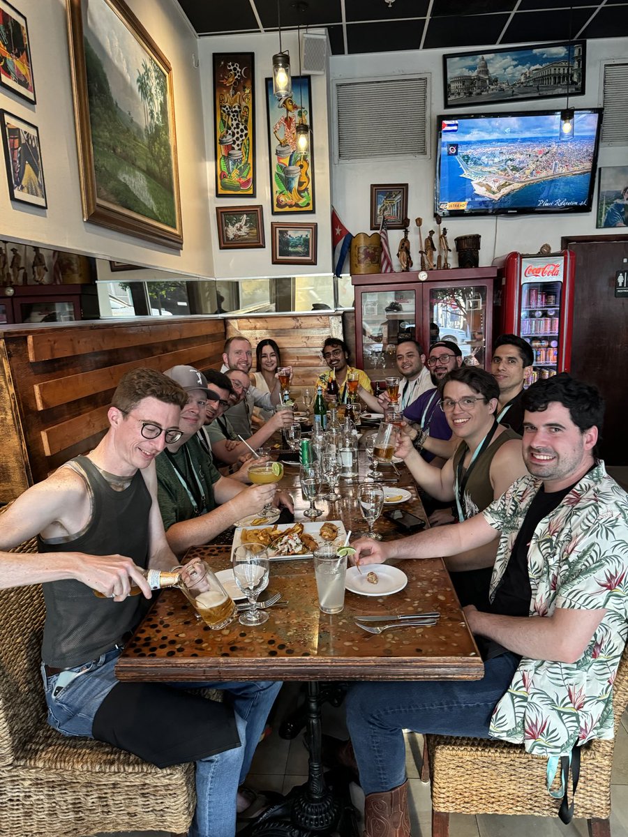 The best part of ⁦<a href="/ReactMiamiConf/">React Miami</a>⁩ isn’t the presentations 😎 <a href="/cbnsndwch/">Serge the Lion 🇺🇸🇨🇺🥪</a>⁩ ⁦<a href="/Vjeux/">vjeux ✪</a>⁩ ⁦<a href="/HipsterSmoothie/">Andrew Lisowski (@hipstersmoothie.com on 🦋)</a>⁩ ⁦<a href="/devagrawal09/">Dev Agrawal</a>⁩ ⁦<a href="/notrlmert/">mert</a>⁩ ⁦<a href="/acemarke/">Mark Erikson</a>⁩ ⁦<a href="/ymulenll/">Yoelvis Mulen</a>⁩ ⁦<a href="/jbarnaby/">Jorge Barnaby</a>⁩ ⁦<a href="/vcarl_/">Carl</a>⁩ ⁦<a href="/RyanBradyND05/">Ryan Brady</a>⁩ ⁦<a href="/ymulenll/">Yoelvis Mulen</a>⁩