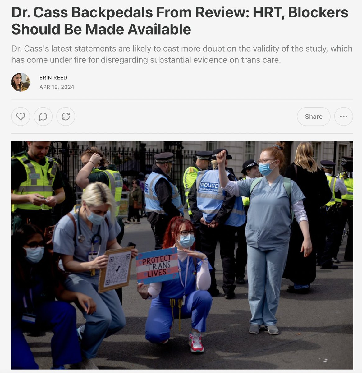 1. In the latest twist out of England. Dr. Hillary Cass appeared to backpedal from her own review, stating that blockers and hormone therapy should be made available based on individual need. She also defended her meet with DeSantis' picks Subscribe to support my journalism.