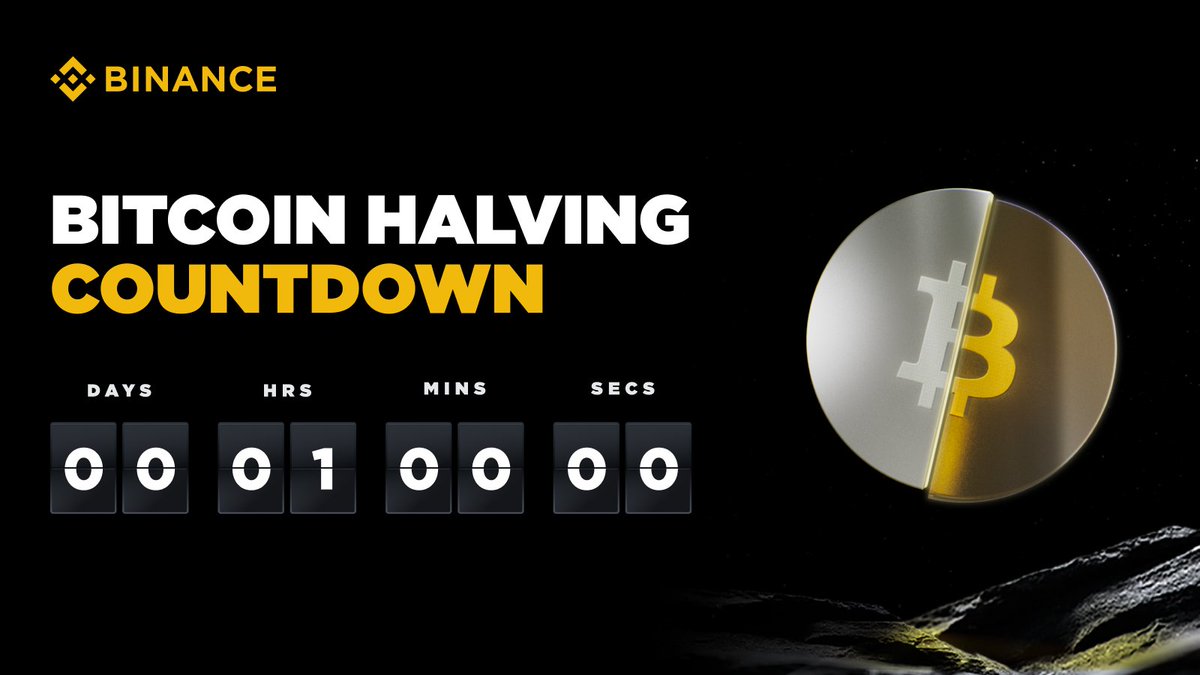 We are an hour away from the #Bitcoin halving! binance.com/en/events/bitc…