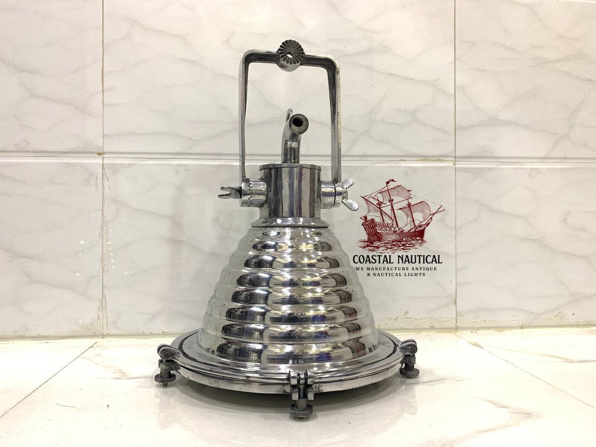 Excited to share the latest addition to my #etsy shop: Nautical Wiska Aluminum Fluted Hanging Cargo Pendant Ceiling Light etsy.me/3U9tNYl #silver #bedroom #industrialutility #glass #yes #clear #downrod #industriallighting #rustichomedecor