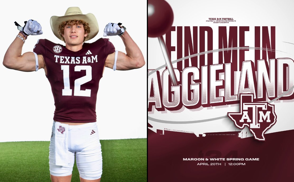 🏈GigEm!👍 I will be at the @AggieFootball Spring Game tomorrow! Let's go!🔥 Thank you for the invite @Coach_Dougherty @CoachKLars @CoachMikeElko @CoachTroop_ 

@TA_Recruiting @TexAgs @ConsolFootball @Consol_Recruits @CoachDYJ @12thMan @TAMU @AMCHSTigerClub @365Aggie @theeagle