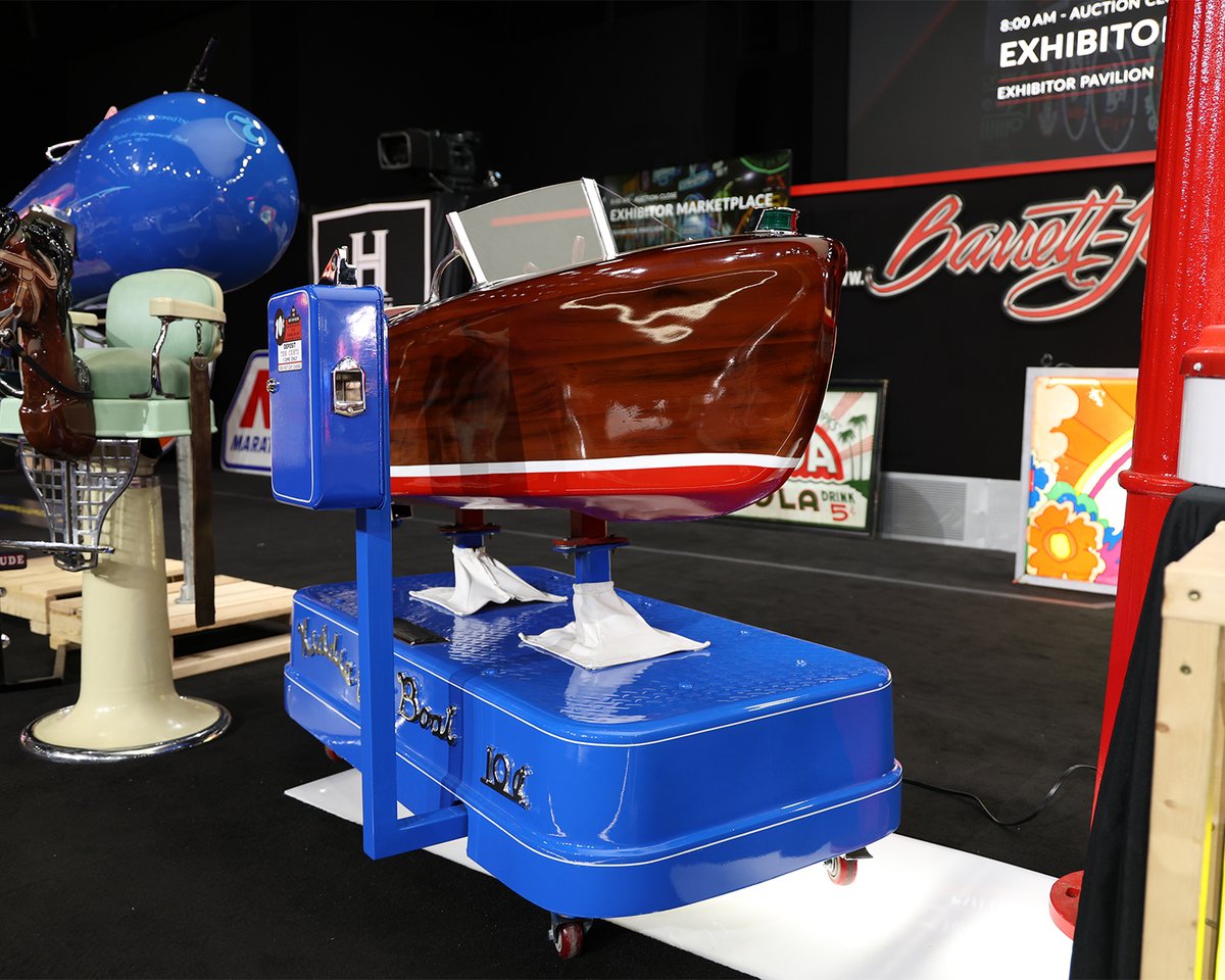 Barrett_Jackson's tweet image. A 1950s #ChrisCraft Woody #Speedboat kiddie ride came out on top during the morning’s #Automobilia Auction with its $27,600 sale.
 
Join us on Super Saturday for what is sure to be another fantastic day in #Florida!

Read More: bit.ly/PB24-Day2of3