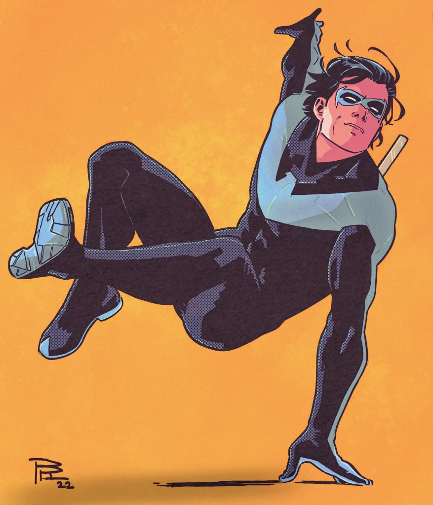 In a world of Wayne's, Kyle's, Gordon's, Pennyworth's, I've always liked a good Grayson 🦅🦇 @Bruno_Redondo_F incredible #nightwing, and color practice by me 🎨👍🙂 #batman #robin #dccomics #comics
