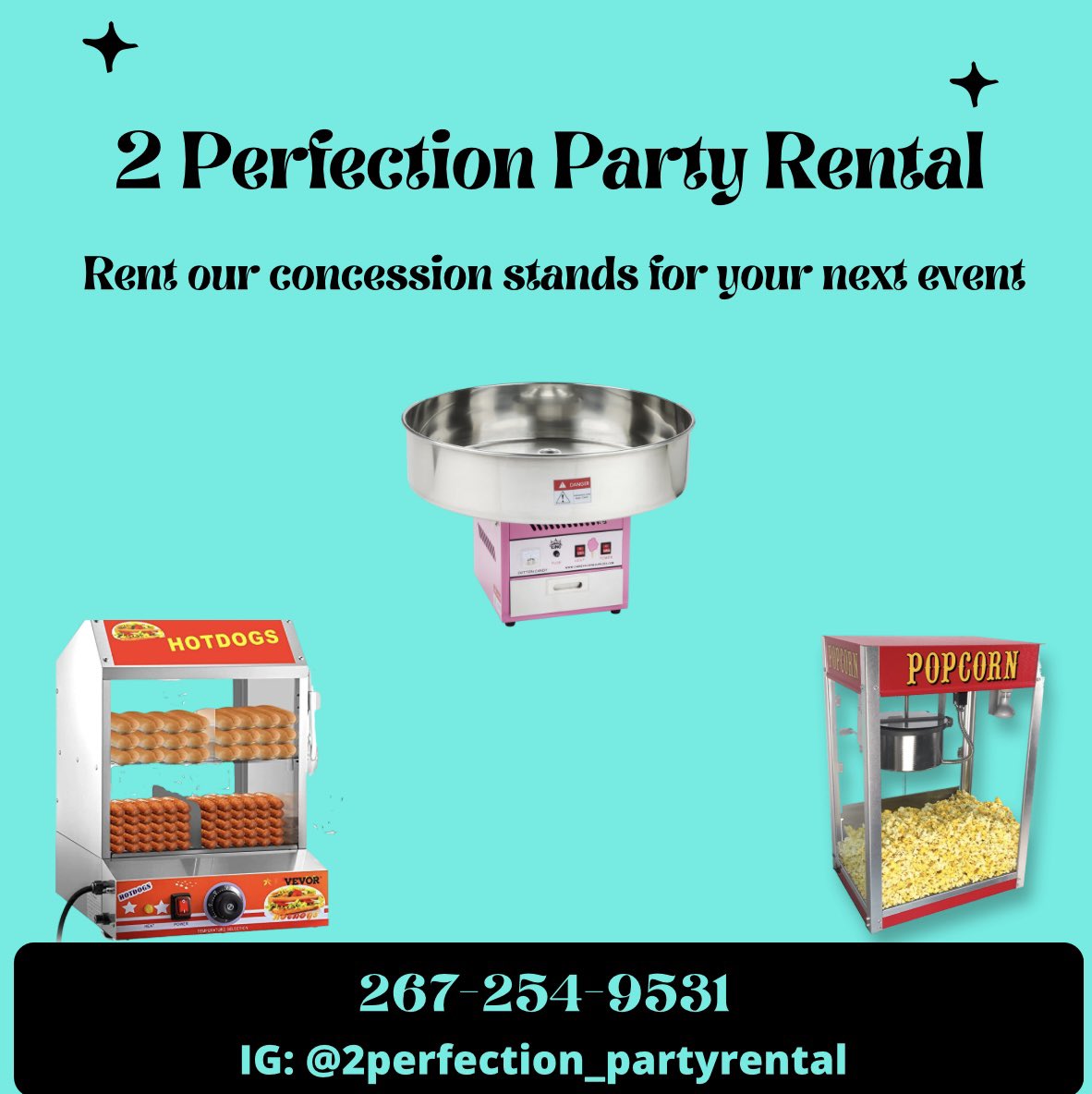 Rent our concession stands for your upcoming events  #partyrental #cottoncandy #popcorn #hotdog #entertainment #birthdayparty #kidsparties #events #familyreunion #cookout #bookwithme #philly #nj #de