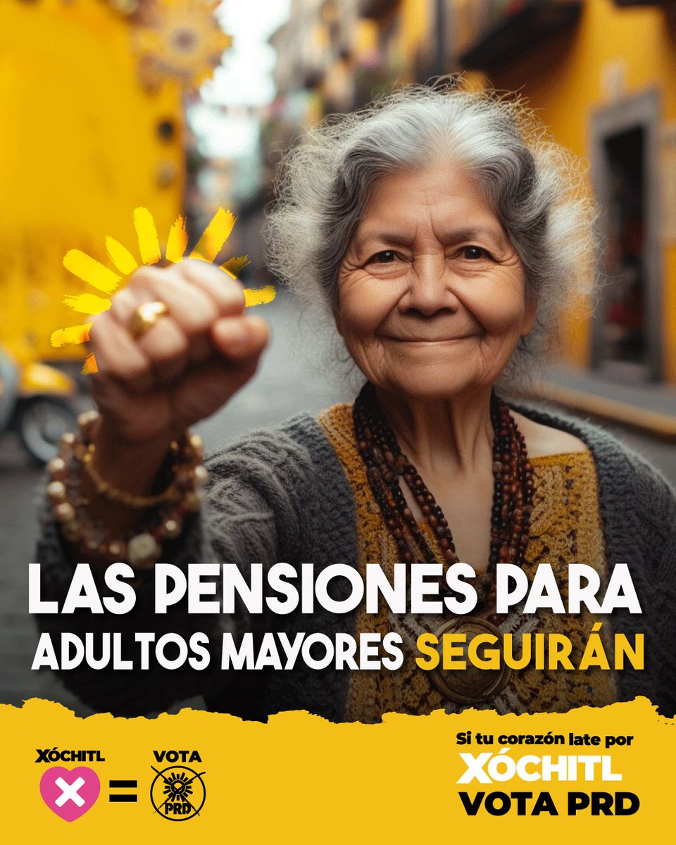 Lo bueno, como las pensiones de adultos mayores, se queda. El mal gobierno se va.

Con <a href="/XochitlGalvez/">Xóchitl Gálvez Ruiz</a>, le daremos una vida digna a las y los adultos mayores. #VotaPRD
