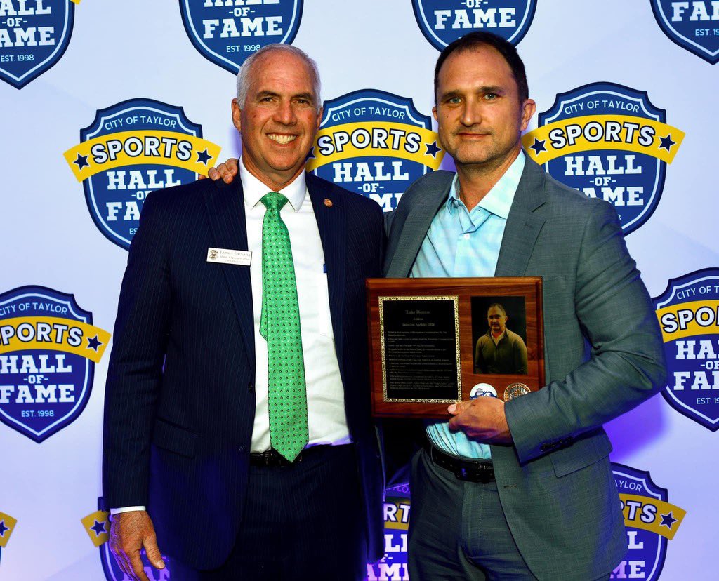 Congratulations Luke Bonner! Recently inducted into the City of Taylor Sports Hall of Fame. A good player, a great teammate, a better friend. @umichbaseball @DCFalconBase @Bonner_AG @CityofTaylorMI