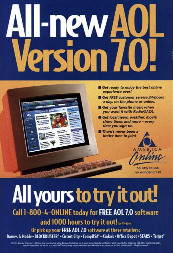 I remember when we upgraded to AOL 7.0 in our household and I thought... 'Yes! Our internet is going to be soooo much faster now!' 😆