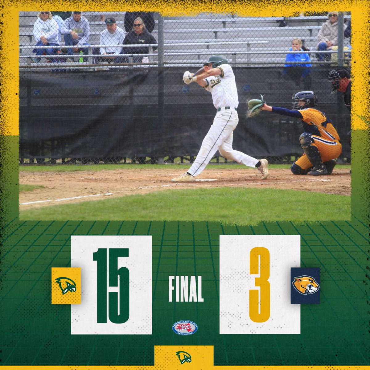 ⚾️Final Score ⚾️
The @FSUFalconsBSB team collected a 15-3 triumph over the Trailblazers of MCLA this afternoon in @mascacsports action from Riccards Field.
#FearTheFlock #TheFalconsWay