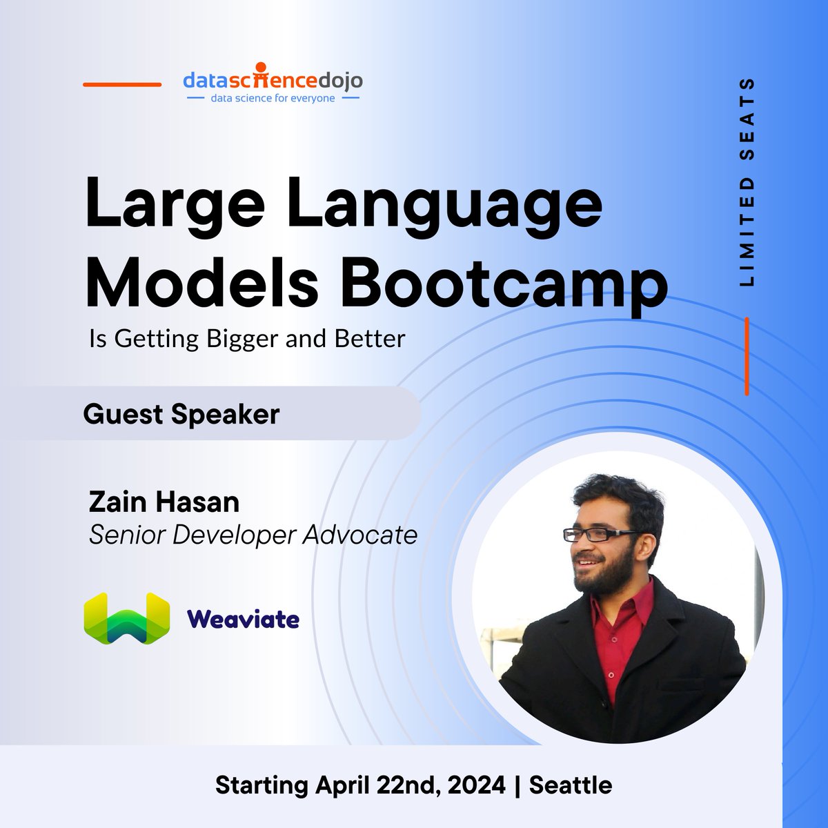 DataScienceDojo's tweet image. 🔴 We&apos;re excited to collaborate with @weaviate_io for our LLM Bootcamp in Seattle.

Weaviate is an open-source, AI-native #vectordatabase that helps developers create intuitive and reliable AI-powered applications.

🚀 How will Weaviate contribute to the LLM Bootcamp experience?…