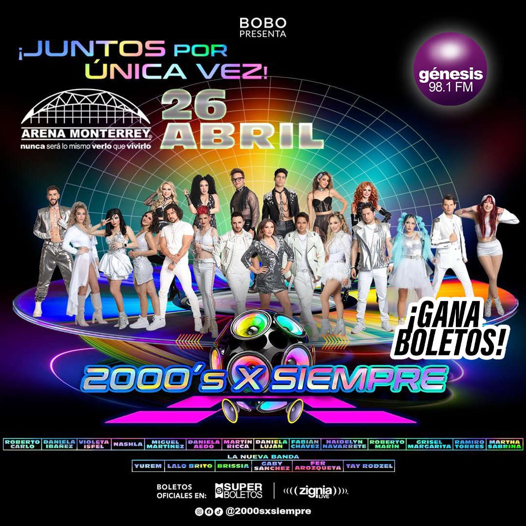 ¿Quieres ganar un pase doble al 2000xSiempre? 🎶 👀Participa ahora y revive los mejores momentos con nosotros.

Para participar:
✅ Comenta tu nombre completo, menciona a tu acompañante y compártenos a quien te gustaría ver 

¡Suerte!🙌☘️