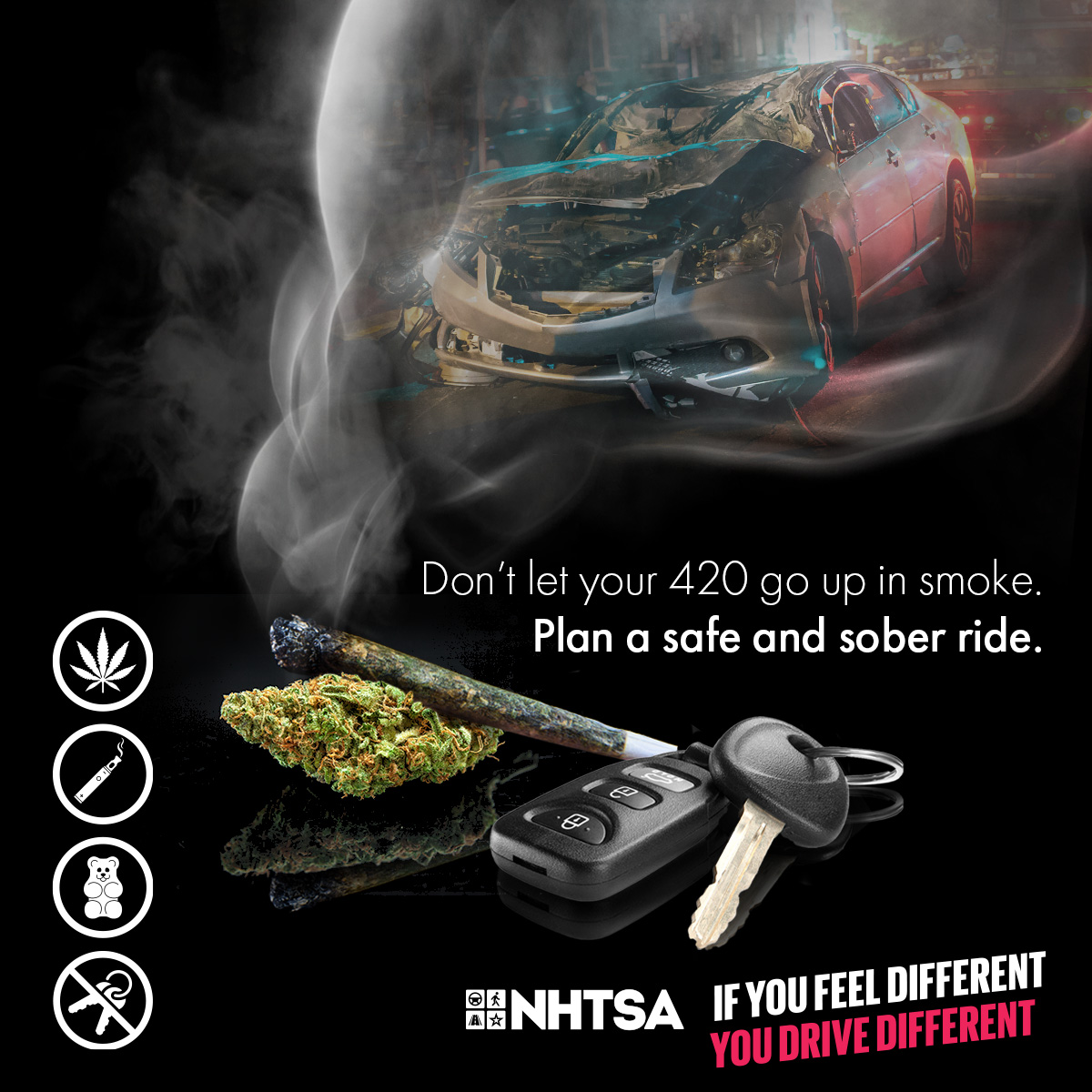 How to drive safely isn’t one of life’s great mysteries … If you’re impaired, don’t get behind the wheel. If You Feel Different, You Drive Different. #ImpairedDriving #420