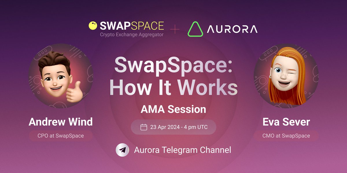 ⚡️ AMA in the AC-DAO Community - 'How it Works' with SwapSpace 🎙 We invite all crypto enthusiasts to an AMA session in the Aurora DAO community, where we will demonstrate how SwapSpace Works in live mode. 💬 There will also be a Q&A session where you will have the opportunity