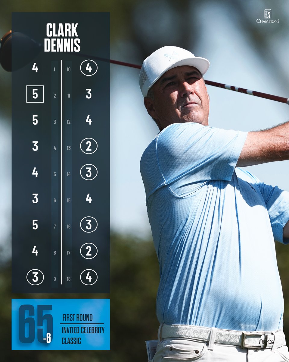 A back-nine 29 from Monday qualifier Clark Dennis! The 58-year-old is T2 in his first start in 2024 @InvitedCC.