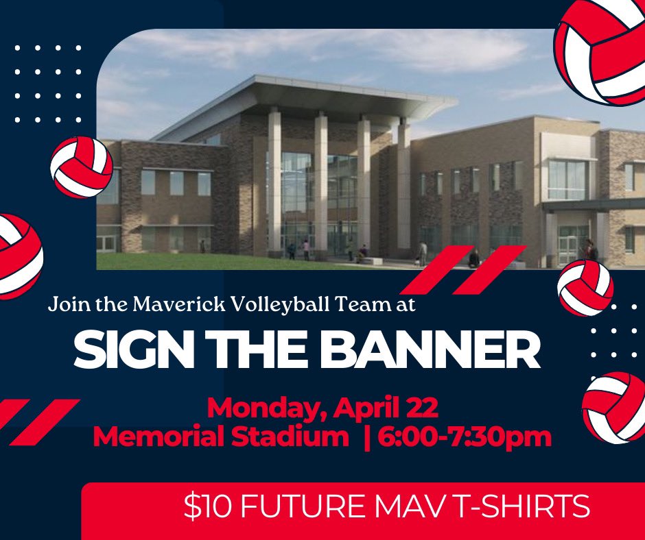 ‼️ FUTURE MAVS ‼️ We have some exciting news to share! We will be selling $10 “Future Mav” t-shirts for you to have exclusive opportunities and VIP access at our volleyball games and so much more! Come find our Maverick Volleyball Booster Club table on Monday to find out more!