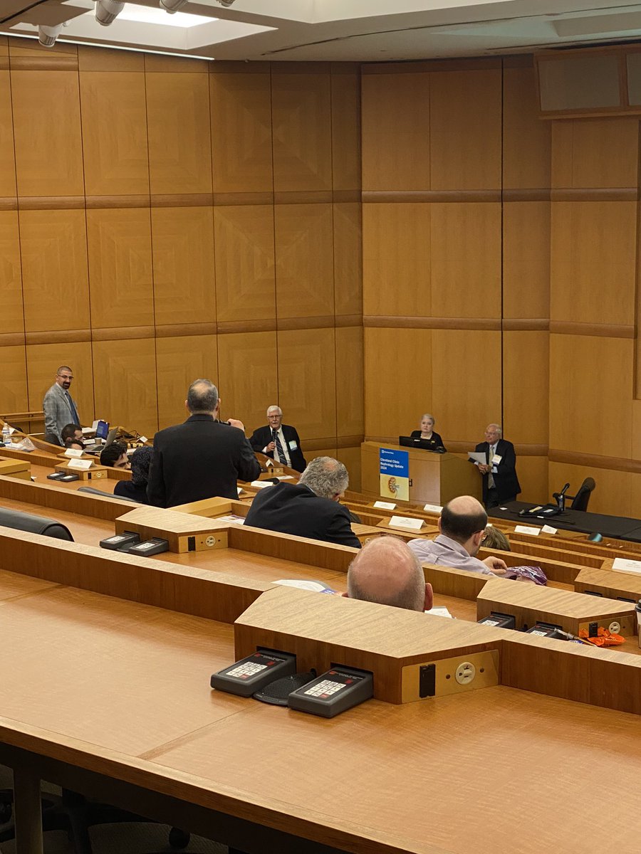 A surreal moment during  #CCNephUpdate24.  Dr. Brad Rovin casually asking a question to Dr. Richard Glassock. Dr. <a href="/AliMehdiMD/">Ali Mehdi</a> moderating and Dr. Marc Pohl and Dr. Carol Langford all in one photo.