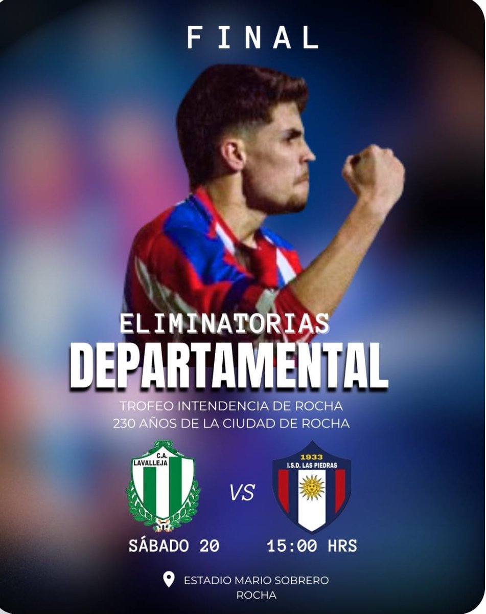 Mañana visitamos el Estadio Mario Sobrero de Rocha para definir el campeón Departamental. 
Acompañemos al Pedrense en este partido de vuelta. (En la ida logramos la victoria 2 a 0).

Vamos Pedrense por la hazaña

 🔵⚪️🔴

#SiempreNosotros
#VamosDecano