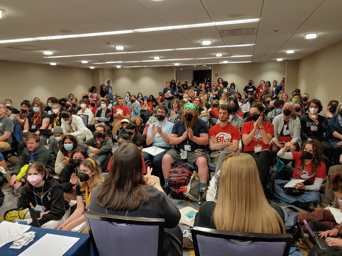 The Beyond a Ceasefire panel at #LaborNotes2024-- about how our unions can do more to stop the Gaza genocide & free Palestine-- was jam-packed!