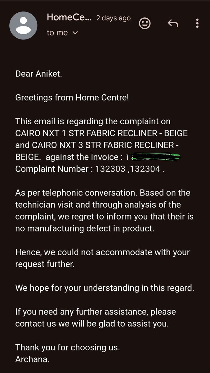 aniketshivhare's tweet photo. @HomeCentreIndia Y u give warranty when you have to anyway reject claim made by ur customers who only used products for 77 days?? Even the carpenter was saying you were using cheap china material. SHAME. CHEAP
#AvoidHomeCenter 
#GoForPepperfry

@Pepperfry sorry to ditch u dis tym https://t.co/AnhMW5bBHj