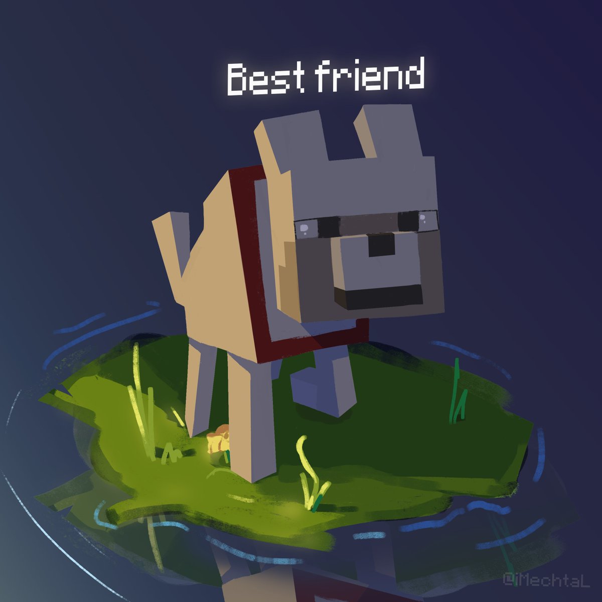 He waiting... #Minecraft  #minecraftfanart #dog  #digitalart  #ArtistOnTwitter