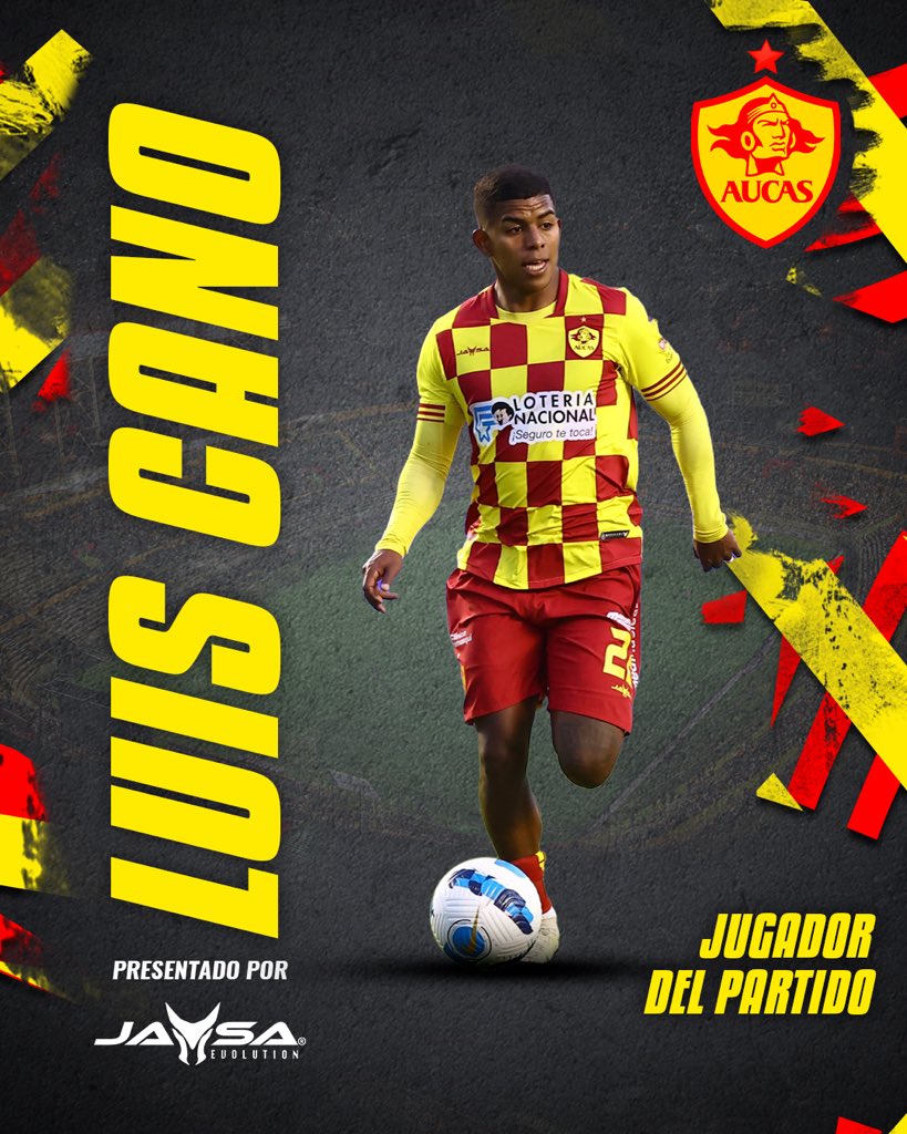 Aucas45's tweet photo. Jugador del partido #LuisCano
#SDAucas 3️⃣ - #Emelec 1️⃣
#Aucas💛
#LigaProEcuabet https://t.co/pu8hiXYIB1