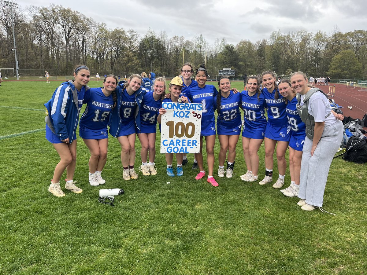 NBGirlsLax's tweet photo. Great team win over Delran today‼️ Our 💰 player of the game goes to Lexi Koz scoring her 100th career goal ! https://t.co/m4lzQm737a
