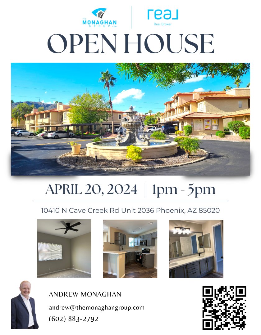 🚨JOIN US AT OUR OPEN HOUSE TOMORROW🏠❗

April 20th, 2024 | Saturday 1pm - 5pm

FOR MORE INFO: bit.ly/10410NCaveCree…

#themonaghangroup #arizonahomes #arizonarealestate #CaveCreekaz #RealBroker #openhousesaturday #openhouse #openhouseweekend #openhouseweekends