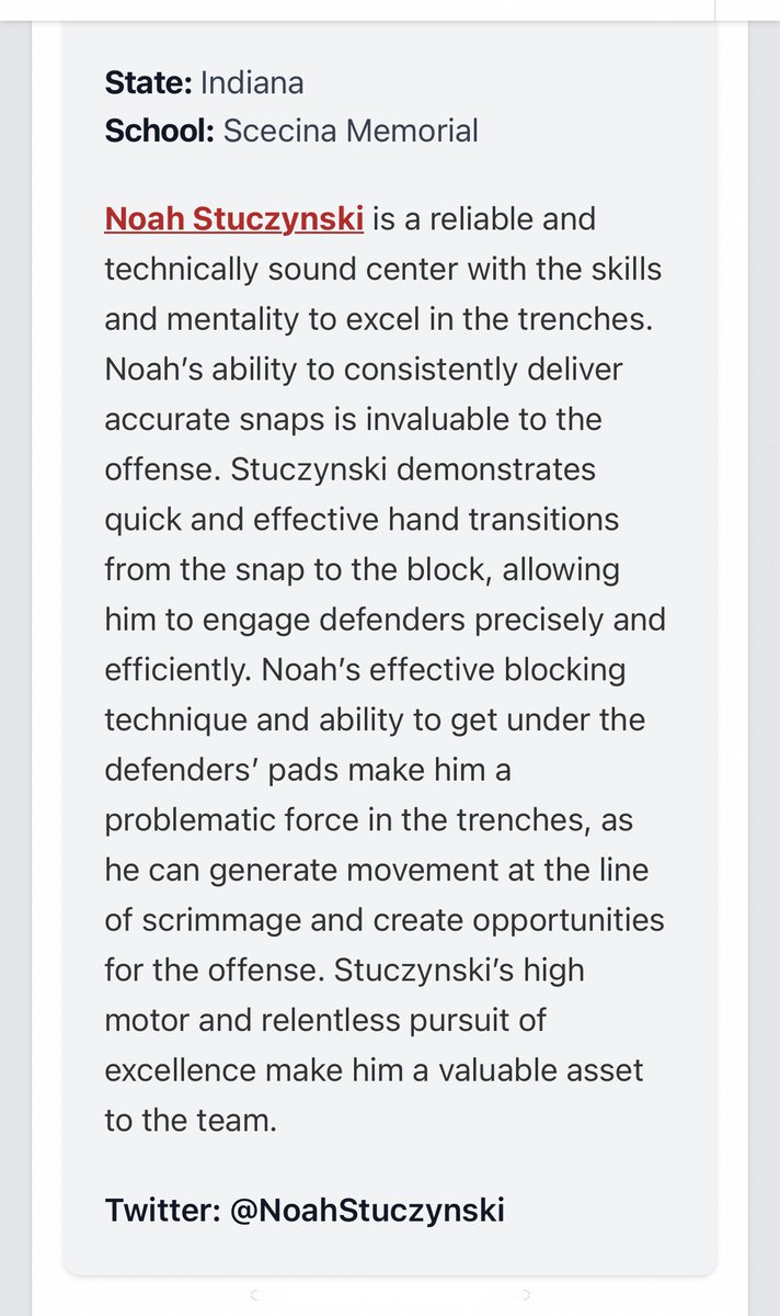 Thank you for the write up <a href="/kyleneaveill/">Kyle Neaveill</a> <a href="/PrepRedzoneIN/">Prep Redzone Indiana</a> <a href="/ScecinaFootball/">Scecina Football</a>
