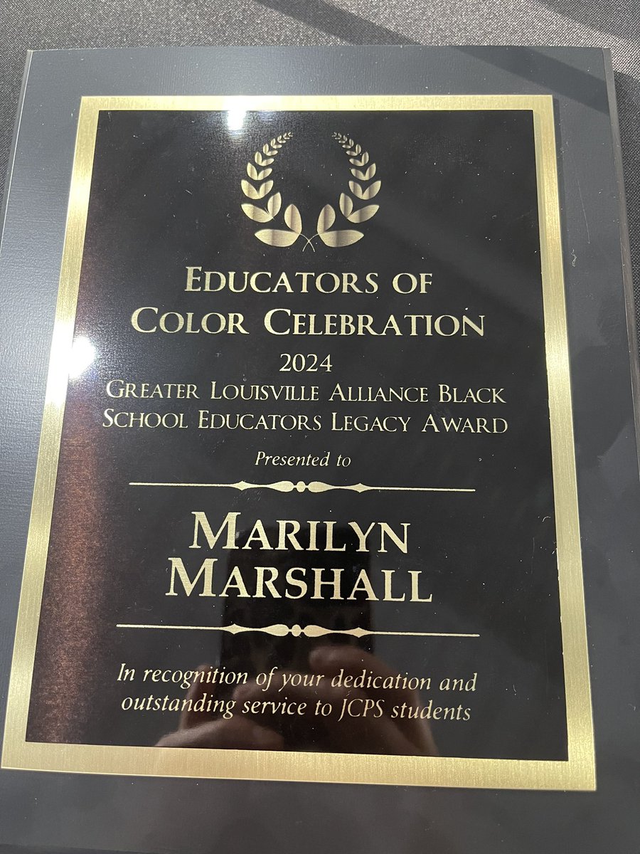We have THE winner! Our very own Ms. Marilyn Marshall won the Greater Louisville Alliance Black School Educators Legacy Award! We are so proud of her! <a href="/JCPSDEP1/">JCPS Diversity, Equity, and Poverty Department</a> <a href="/JCPSKY/">JCPS</a>