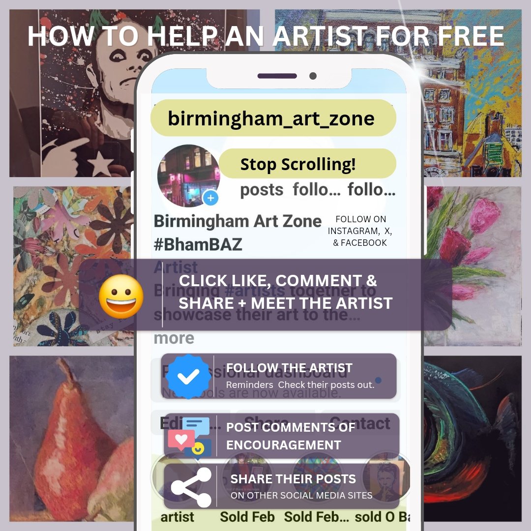 How to help an #artist for Free.  #artistoninstagram 
Check out @Birmingham_Art_zone on #Instagram 
#follow #share #comment 

@1truclaretnblu @artisanalchemy @bohobanshees @ellrbrown @MHollingdrake @drlouisenewson @GoldbergRadio @Feltip1982 @ionutEmatei @MazArtistry