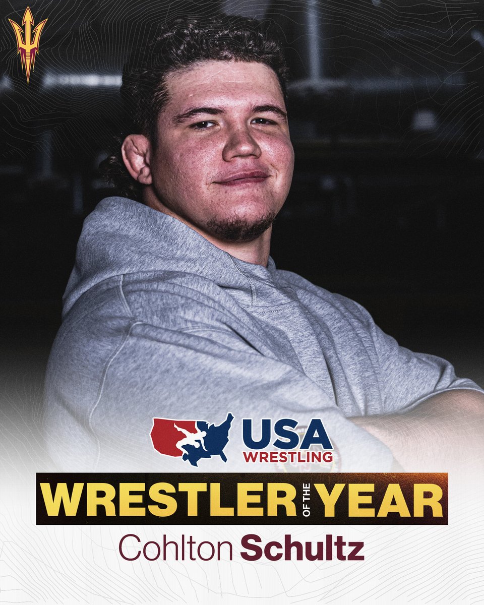 ASUWrestling's tweet photo. .@USAWrestling's Greco-Roman Wrestler of the Year is a Sun Devil 🔱

Congrats, @TheCohlTrain 😈

🔗 https://t.co/pkOSgxhha3 https://t.co/4Lbo05gezc