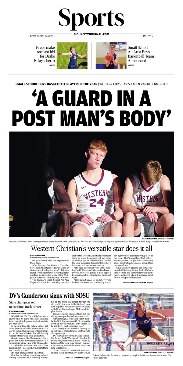 ryantimmerman3's tweet photo. SCJ's Small School All-Area Boys' Basketball Team

It is led by Western Christian's Kaden Van Regenmorter, who led the Wolfpack to a 2A state title.

"He just has a demeanor about him that makes people around him more confident." -HC Derek Keizer

#iahsbkb https://t.co/poff30MC34