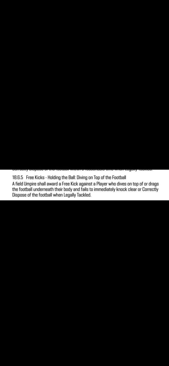 Pdowling95's tweet photo. @hasumpstuffedup @rohancct @hasumpstuffedup do you just chose to ignore this rule when you want? In what way does he not dive on the ball. Irrelevant of if Tex locks it in, after diving on it he fails to knock the ball clear. Doesn’t get any more clear https://t.co/eXCeaFVVZl