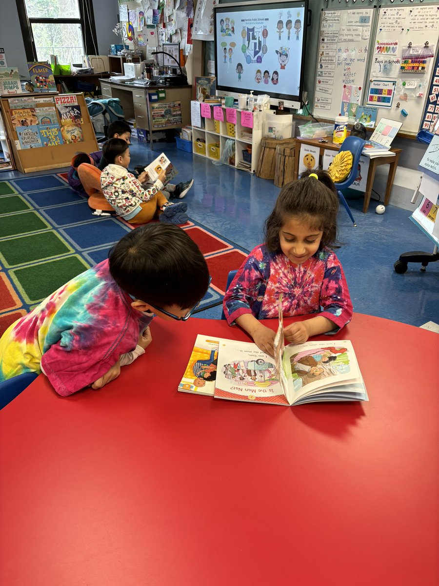 Kindergartners show off their super reader powers as they read to Mrs. Podmore’s first graders! @SearingtownK5