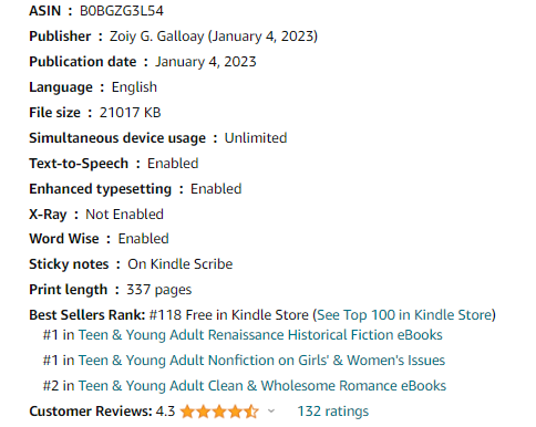 My book is currently #118 in the #kindle store. I'm trying to get into the top 100.  

If you want a #freebook now's your chance.
#ebook #freebook #giveaway #BOOKGIVEAWAY #yaromance #romancereads #amazonbestsellers #bestsellers #discountbooks

amazon.com/gp/product/B0B…