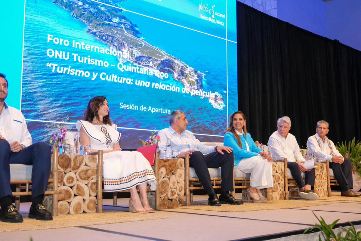 Junto al secretario general de @UNWTO @pololikashvili, autoridades estatales y secretarios de #Turismo se llevó a cabo la inauguración del Foro Internacional '#Turismo y #Cultura: Una Relación de Película' en el estado de #QuintanaRoo.💯