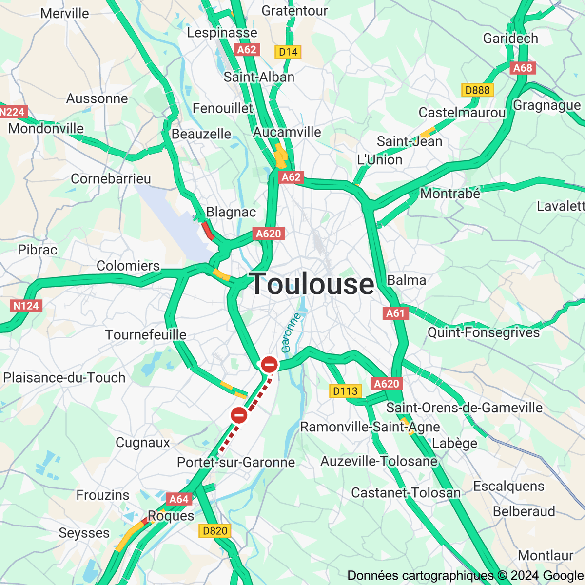 [FLASH 02:00] Trafic routier à Toulouse - toulousetrafic.com #Toulouse #ToulousePeriph #InfoTrafic