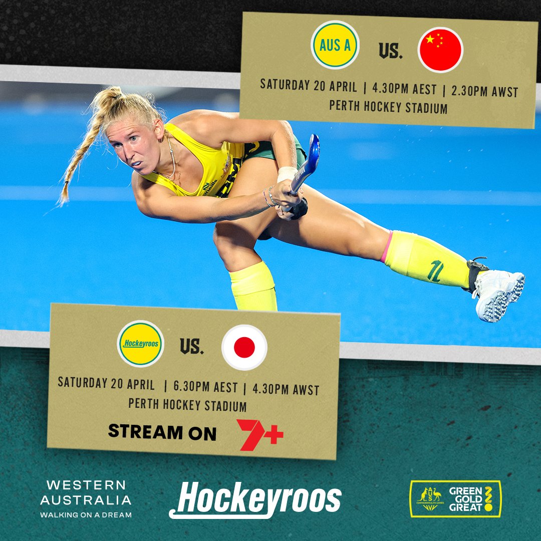 We begin our #PIFOH campaign today against Japan with Australia A and China taking to the field before us! 🏟️ Perth Hockey Stadium 🎟️ hockey.org.au/pifoh - watch both games for the price of one 📺 Don't miss a minute of Hockeyroos v Japan live and free on @7plus | @7Sport
