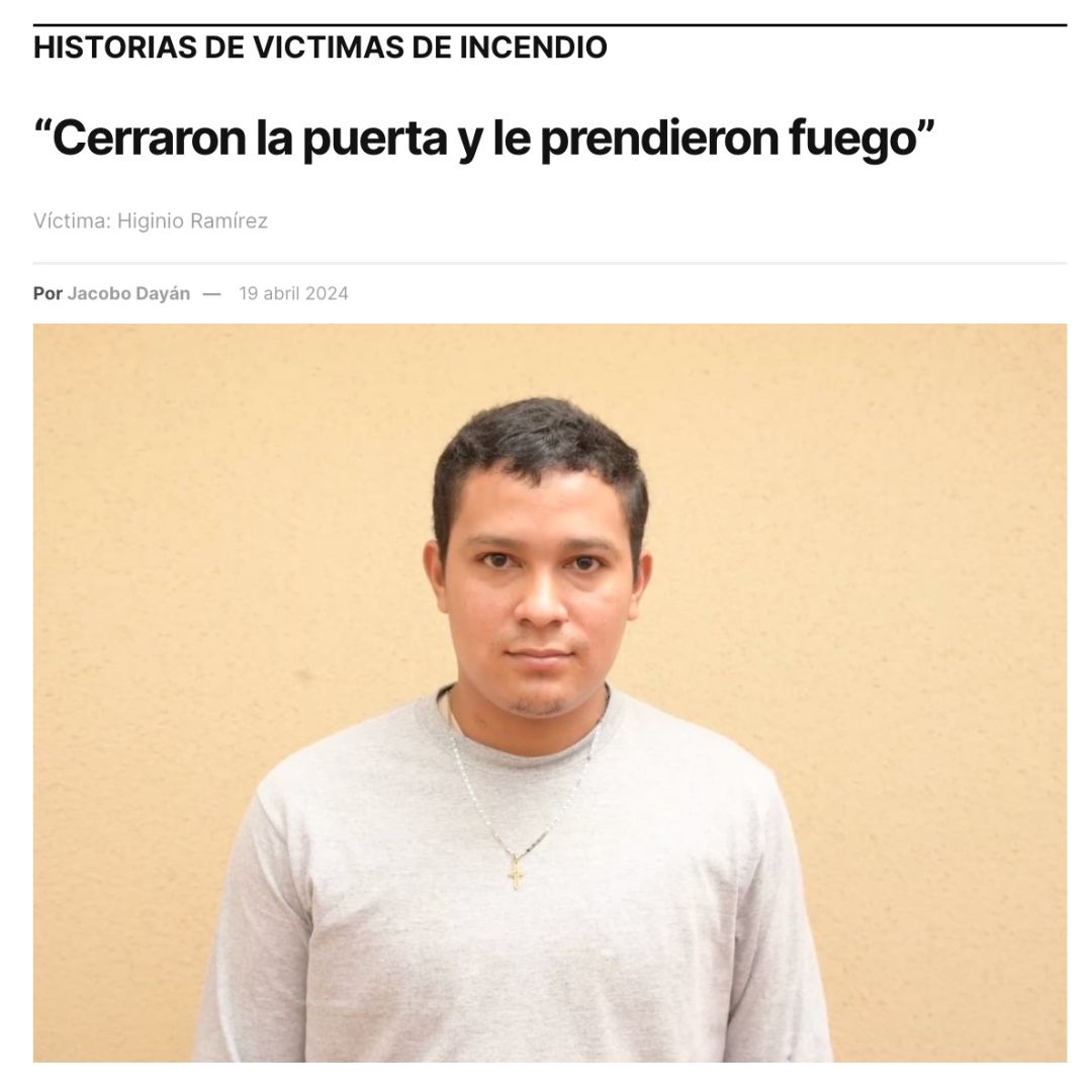 Higinio y su familia, como muchos migrantes, sacrifican mucho por un futuro mejor. @dayan_jacobo comparte en este texto cómo, a pesar de sobrevivir al incendio, las secuelas y las autoridades han sido crueles con Higinio. #NoFueElIncendioFueElEstado bajolabota.com/higinio-ramire…