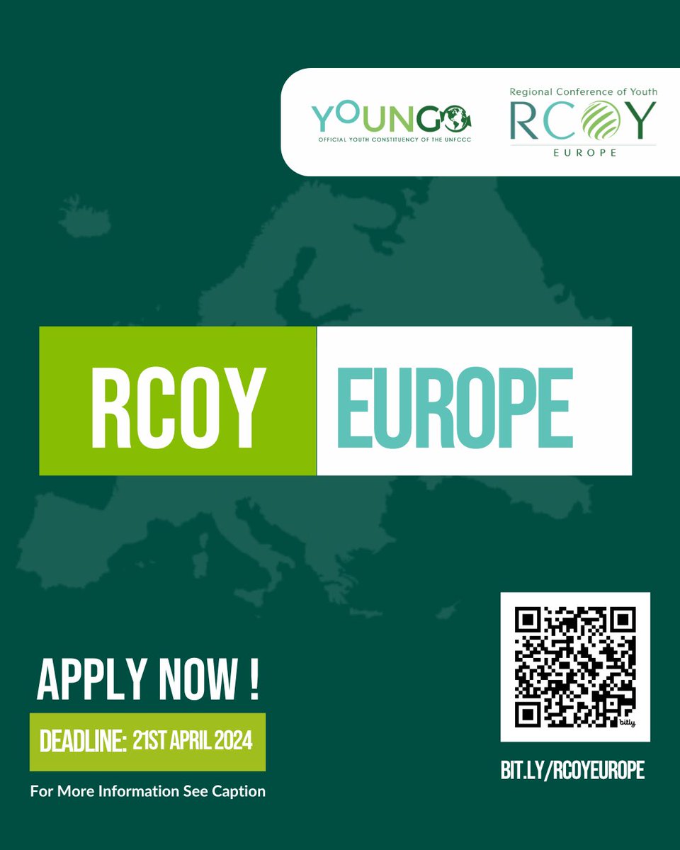 Young leaders, the deadline to apply for the Regional Conference of Youth (RCOY) Europe is coming up! ⏰ This is your chance to network, learn, and shape climate policies. RCOY empowers youth voices on climate action and regional cooperation. 🌟