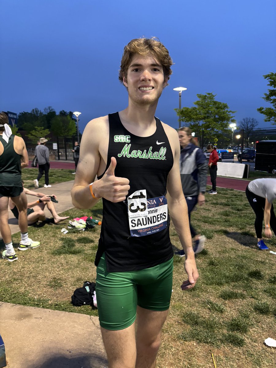 HerdTFXC's tweet photo. Ronnie Saunders! With a time of 9:02.41 in the Steeplechase, that’s good for number 1 in the Sun Belt!!

#WeAreMarshall https://t.co/hRBKeztXhw