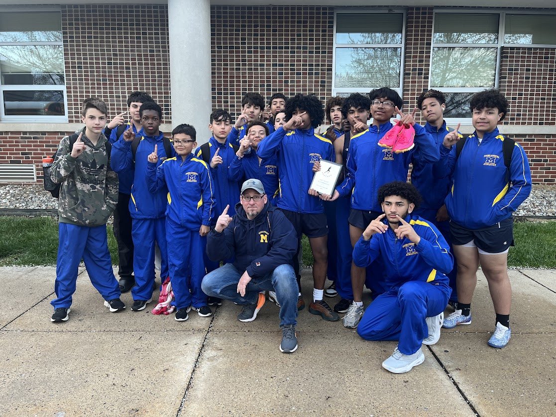 TEAM VICTORS….. Overall Boys track n field champions from the Al Knabb invitational at Oley valley.  💛💪🏻💙