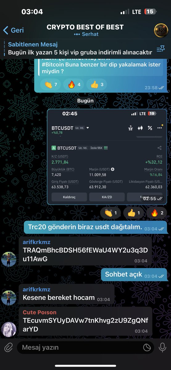 TG kanalında usdt dağıtıyoruz. Kaçırmayın :) 
#BITCOIN