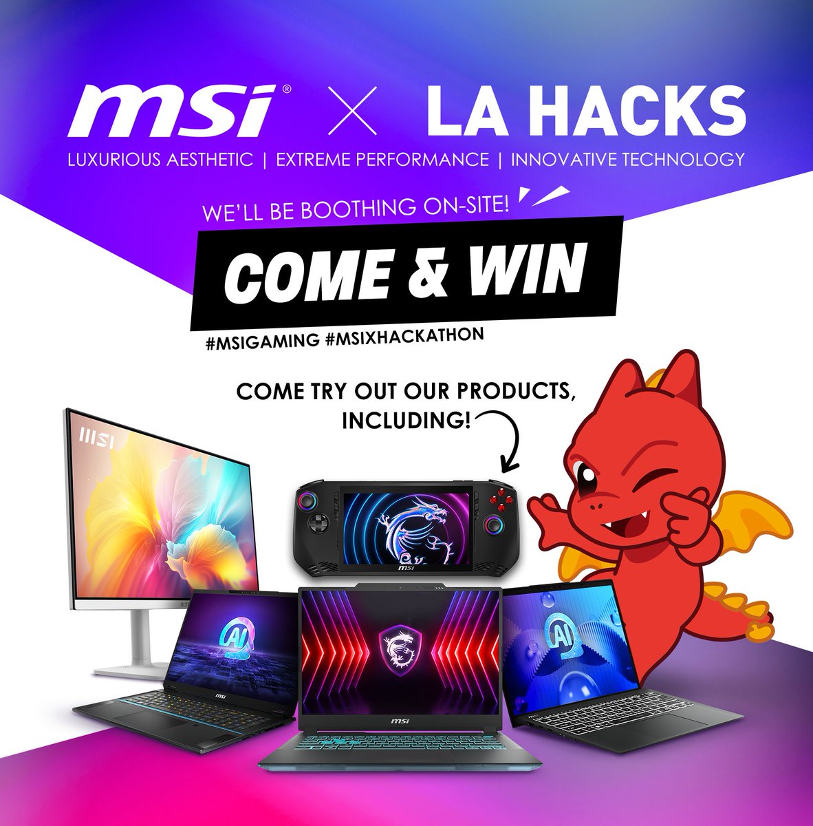 ATT: STUDENTS WE'RE OUT HERE AT @LAHacks THIS WEEKEND!! Come by to demo our stuff but to WIN things (or win our laptops if you get first place)! ✨ More info on their site: lahacks.com