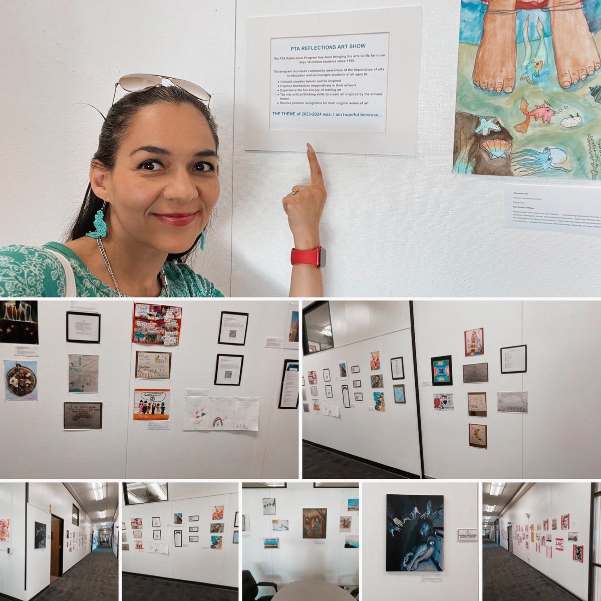 nallelygj's tweet photo. Friday mood. Thank you @PAUSD_VAPA for helping me have our PTA Council Reflections Program students projects showcased at the District Office. Such joy for the families to get to see the artwork their kids made. Lovely gallery. ❤️ #PTA #ReflectionsProgram #PAUSD #artwork https://t.co/hihOD36Aqg