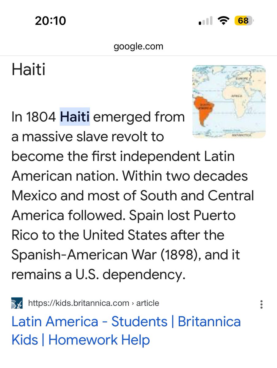 I remember the day Twitter EXPLODED when this came out. In fact, Haiti is the FIRST independent Latin American country.